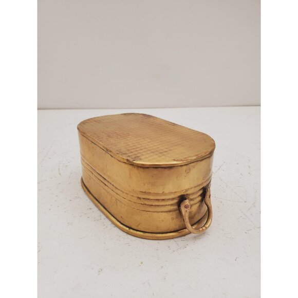 Vintage Brass Planter,- With Handles -Brass Rectangle Planter Vintage oval brass - Picture 6 of 10